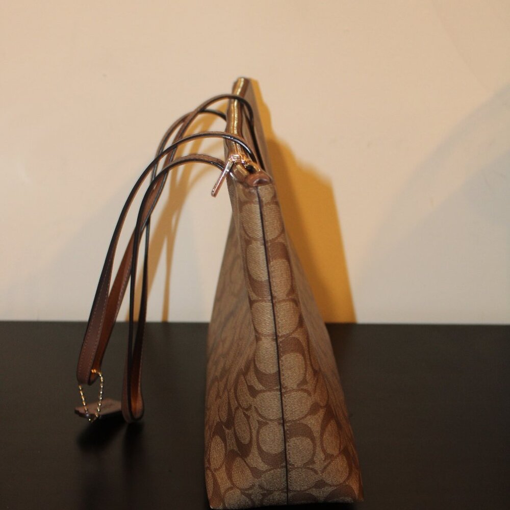 Coach Zip Top Tote Bag In Signature Canvas - Picture 6 of 7